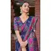 Cotton Silk Printed Designer Party Wear Plus Size Saree In Navy Blue - 11204199598