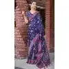 Cotton Silk Printed Designer Party Wear Plus Size Saree In Navy Blue - 11204199598