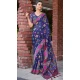 Cotton Silk Printed Designer Party Wear Saree In Navy Blue - 11204199598