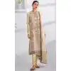 Beige Cotton Embroidered Pakistani Style Plus Size Salwar Kameez - 11229199772