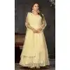 Light Yellow Net Resham Work Anarkali Style Plus Size Salwar Suit - 11068198560