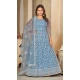 Sky Blue Color Net Resham Work Anarkali Style Salwar Suit - 11068198563