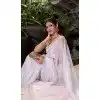 Organza Hand Work Party Wear Designer Plus Size Saree In White - 11208199621