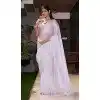 Organza Hand Work Party Wear Designer Plus Size Saree In White - 11208199621