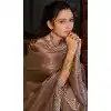 Organza Hand Work Party Wear Designer Plus Size Saree In Dark Beige - 11208199623