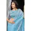 Blue Organza Hand Work Designer Wear Plus Size Saree - 11215199668