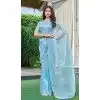 Blue Organza Hand Work Designer Wear Plus Size Saree - 11215199668