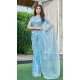 Blue Organza Hand Work Designer Wear Saree - 11215199668