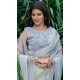 Off White Organza Hand Work Designer Wear Saree - 11215199671