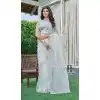 Off White Organza Hand Work Designer Wear Plus Size Saree - 11215199671
