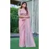 Pink Organza Hand Work Designer Wear Plus Size Saree - 11215199672