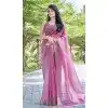 Organza Hand Work Designer Wear Plus Size Saree In Pink - 11216199673