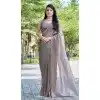 Organza Hand Work Designer Wear Plus Size Saree In Beige - 11216199675