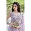 Organza Hand Work Designer Wear Plus Size Saree In Light Lavender - 11216199676