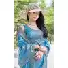 Organza Hand Work Designer Wear Plus Size Saree In Blue - 11216199677