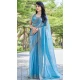 Organza Hand Work Designer Wear Saree In Blue - 11216199677