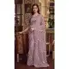 Lavender Shimmer Chiffon Embroidered Party Wear Plus Size Saree - 11237199820