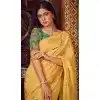 Light Yellow Shimmer Chiffon Embroidered Party Wear Plus Size Saree - 11237199822