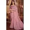 Pink Shimmer Chiffon Embroidered Party Wear Plus Size Saree - 11237199823