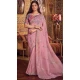 Pink Shimmer Chiffon Embroidered Party Wear Saree - 11237199823