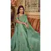 Sea Green Shimmer Chiffon Embroidered Party Wear Plus Size Saree - 11237199824