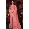 Shimmer Chiffon Embroidered Party Wear Plus Size Saree In Pink - 11237199825