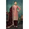 Peach Silk Embroidered Party Wear Plus Size Salwar Suit - 11270200022
