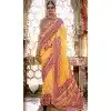 Light Yellow Silk Resham Work Party Wear Plus Size Saree - 11274200036