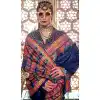 Navy Blue Silk Resham Work Party Wear Plus Size Saree - 11274200040