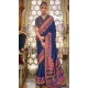 Navy Blue Silk Resham Work Party Wear Saree - 11274200040