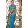 Firozi Blue Silk Resham Work Party Wear Plus Size Saree - 11274200041
