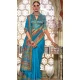 Firozi Blue Silk Resham Work Party Wear Saree - 11274200041