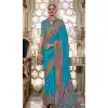 Firozi Blue Silk Resham Work Party Wear Plus Size Saree - 11274200041