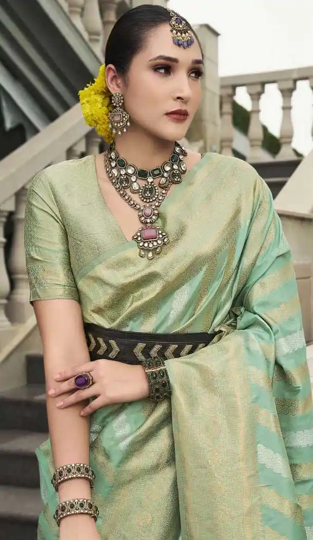 Viscose Silk Weaving Work Party Wear Saree In Mint Green - 11275200044