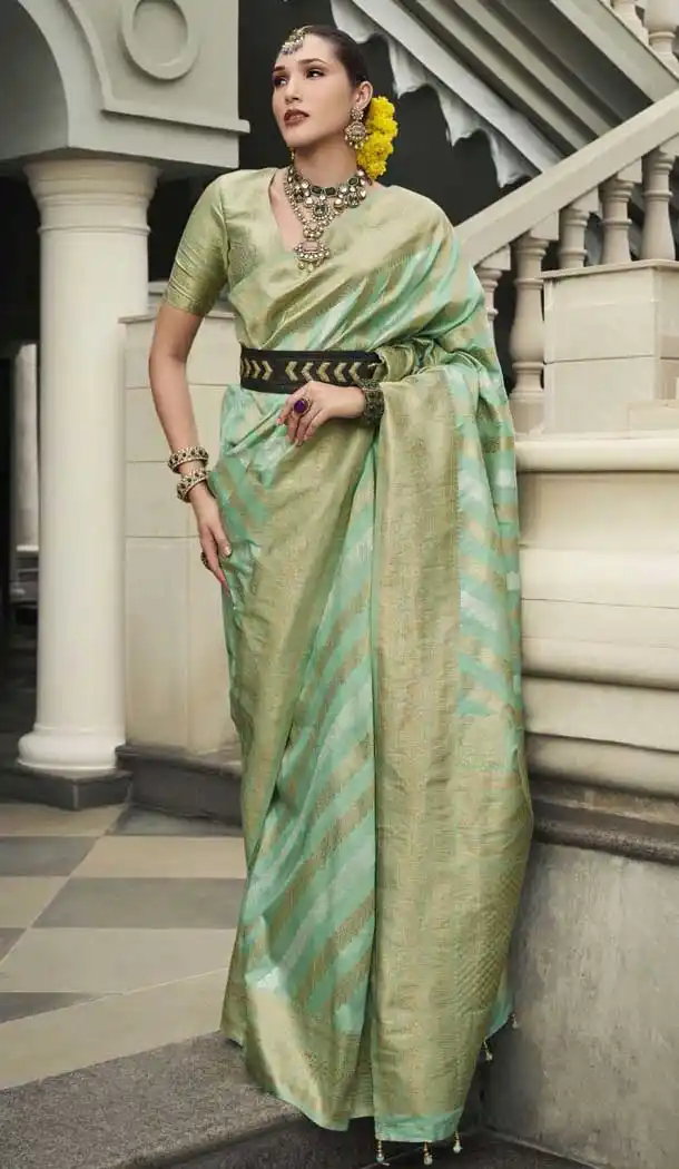 Viscose Silk Weaving Work Party Wear Saree In Mint Green - 11275200044