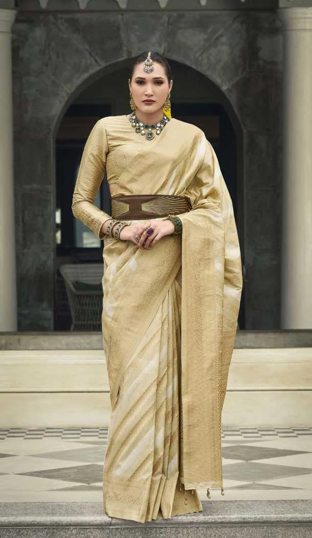 Viscose Silk Weaving Work Party Wear Saree In Cream - 11275200047