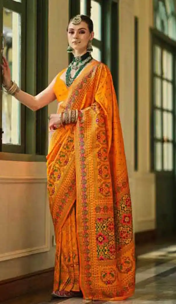 Mustard Banarasi Silk Weaving Work Traditional Wear Saree - 11240199851