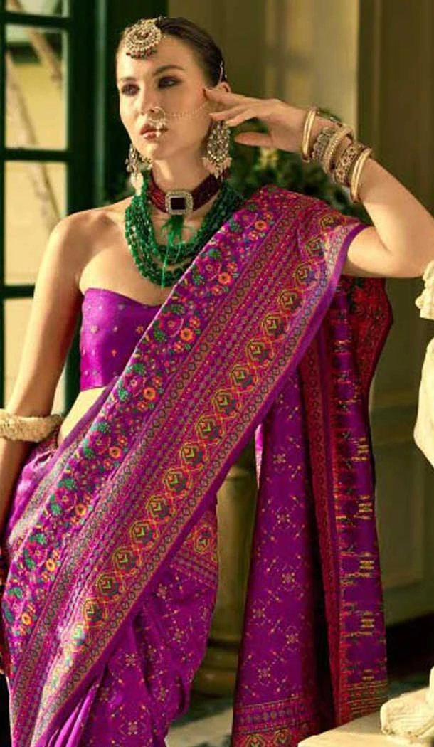 Purple Banarasi Silk Weaving Work Traditional Wear Saree - 11240199852