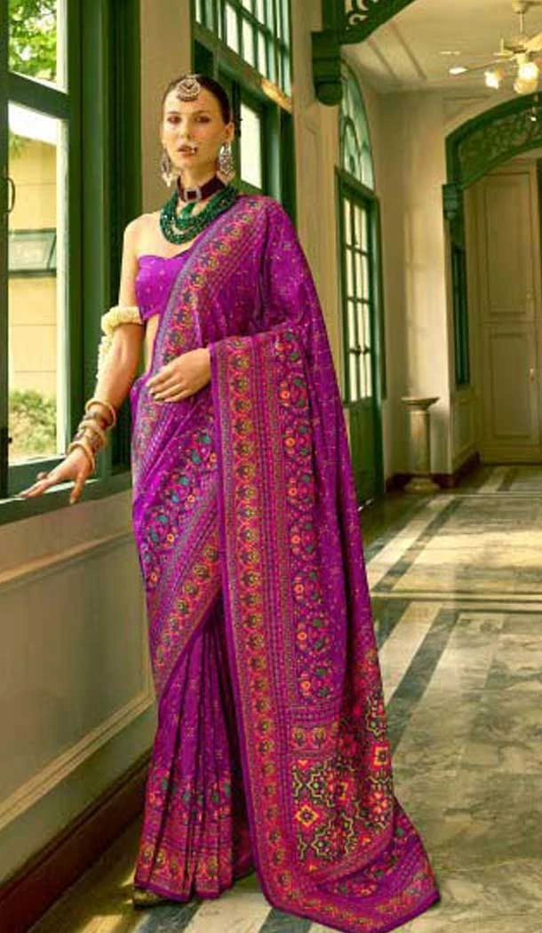 Purple Banarasi Silk Weaving Work Traditional Wear Saree - 11240199852