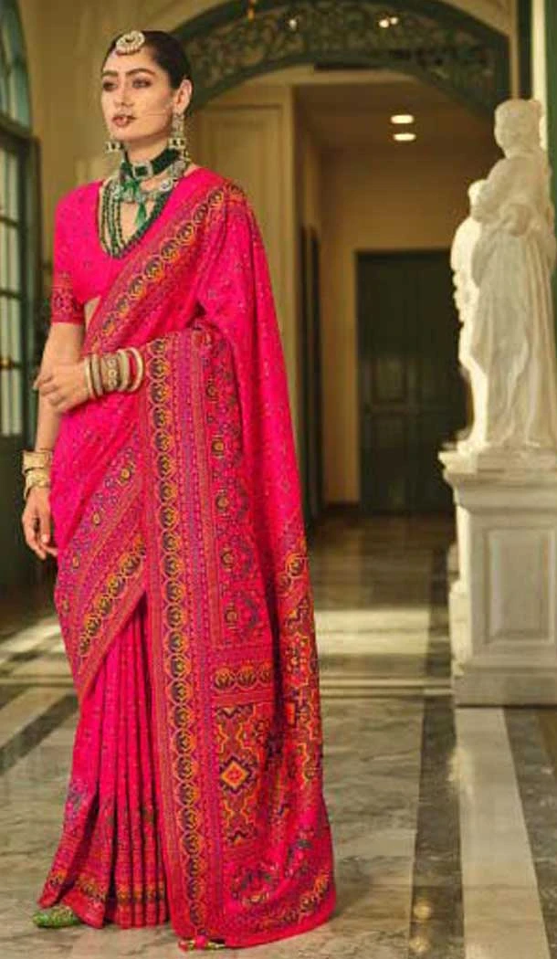 Rani Pink Banarasi Silk Weaving Work Traditional Wear Saree - 11240199854