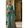 Firozi Blue Banarasi Silk Weaving Work Traditional Wear Plus Size Saree - 11240199857