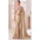Beige Satin Chiffon Resham Work Party Wear Saree - 11243199872