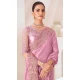 Pink Satin Chiffon Resham Work Party Wear Saree - 11243199873