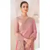 Baby Pink Satin Chiffon Resham Work Party Wear Plus Size Saree - 11243199875