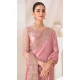 Baby Pink Satin Chiffon Resham Work Party Wear Saree - 11243199875
