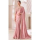 Baby Pink Satin Chiffon Resham Work Party Wear Saree - 11243199875