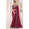 Wine Georgette Chiffon Sequins Work Party Wear Plus Size Saree - 11244199879