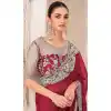 Maroon Georgette Chiffon Sequins Work Party Wear Plus Size Saree - 11244199882