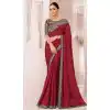 Maroon Georgette Chiffon Sequins Work Party Wear Plus Size Saree - 11244199882