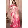Cream Pink Banarasi Silk Zari Work Party Wear Plus Size Saree - 11255199919